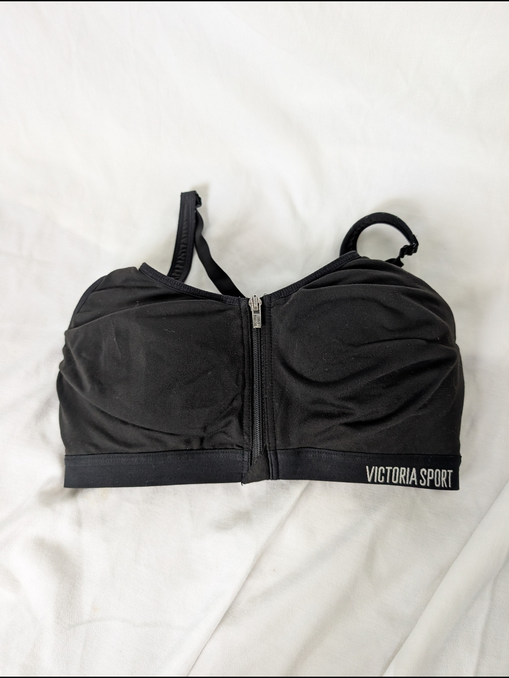 Victoria Sport Black Front-Zip Sports Bra